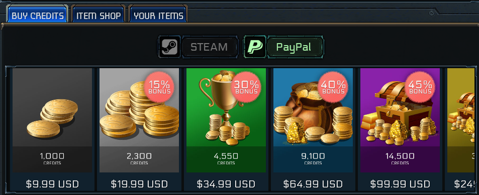 This is the credit store where you can buy store credits directly