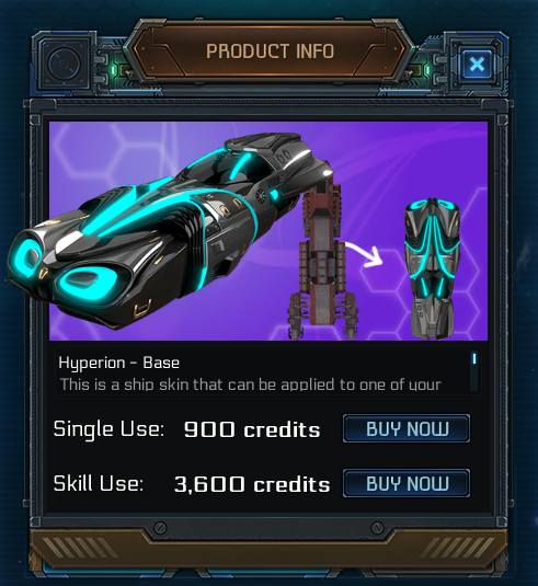 A screenshot of one of the ship skins you can buy with store credit